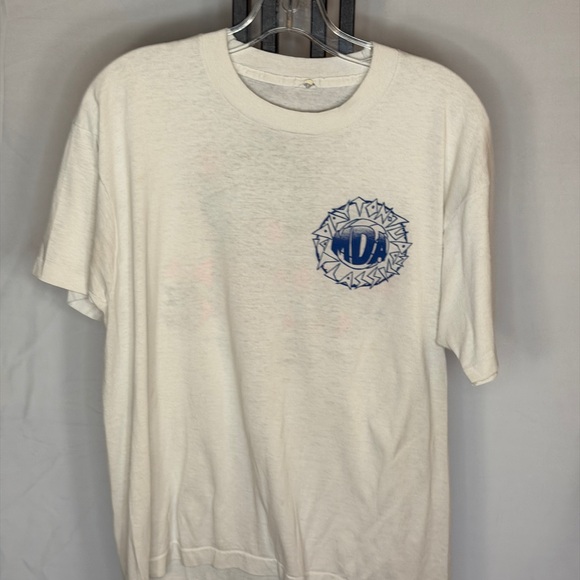 Screen Stars Cream Tee with Blue Emblem - Picture 2 of 5